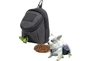 MORJCG Dog Treat Pouch, Dog Walking Bag, Treat Pouch for Dog Training, Dog Treat Dispenser, Built-In Poop Bag Dispenser Storage Treat Pouch, for Walking Oxford Cloth Dog, Travel Outdoor Training (Black)