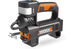 WORX Compresseur à Air Multifonction sans Fil 20V WX092.9, 150 PSI, Pompe à vélo, Mini-compresseur électrique, Outil 4 en 1, Projecteur LED, Facile à Transporter, Livré sans Batterie ni Chargeur