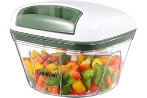 Geedel Picadora de Alimentos, Picadora Manual Fácil de Limpiar y Segura, Picadora de Verduras Rápida para Verduras, Frutas y Nueces