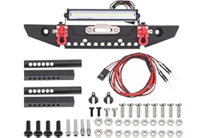 Treehobby Metal Front Bumper with LED Light RC Winch Mount Seat Compatible with Traxxas TRX-4 TRX4 Axial SCX10 90046 90047 RC4WD D90 TF2 1/10 RC Crawler Car Upgrade Part