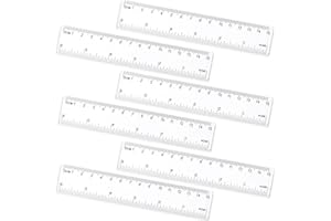 VZXQX 6 Piezas Reglas de Plástico, 15cm Regla Transparente Recta con escala métrica e imperial, pequeña regla herramienta de medición para Estudiantes, Escuela, Oficina y Hogar