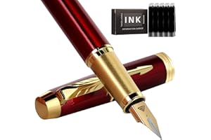 Zalantan Luxury Fountain Pen - Fine Point Smooth Writing Pen with Gift Case, 10 Black Ink Cartridges and Ink Converter