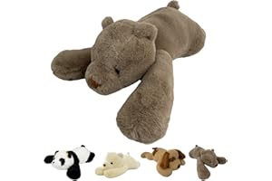 HICAS Weighted Plush Toy,Weighted Stuffed Animals Plushies Toy for Anxiety and Stress Relief,Soft Cute Hugging Throw Pillow Doll Brown Bear,60cm/23.6inch,1.5kg
