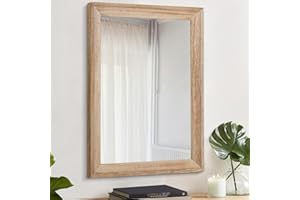 AAZZKANG Rustikaler Spiegel für Wand, rechteckig, Holzrahmen, Spiegel, groß, 50 x 40 cm, Bauernhaus, Schlafzimmer, Badezimmer, dekorativer Spiegel