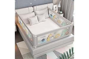 EAQ Toddlers Bed Rails Bed Guard for Single Bed Multi Gear Adjustable Height Seamless Press Guard rail Kids Great Fit Full-Size Queen & King Mattress (ZOO, 3 pack-Double(2 * 190cm+1 * 137cm))