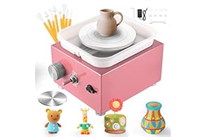 JRADSE Tour de Potier, Tour électrique pour Céramique 0-2000 tr/min avec 8 Outils pour Argile, 2 Plateaux Tournants (6,5 et 10 cm), Vitesse Réglable pour le Bricolage, la Maison, les Loisirs Créatifs