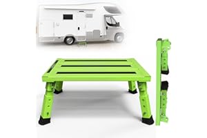 ILOKNZI Escabeau pliable en aluminium - 1 marche - Marches pliantes - 3 niveaux de réglage de la hauteur - Large surface antidérapante - Charge maximale : 260 kg - Construction en aluminium de qualité