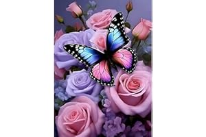GDYEEH Rose Blumen Diamond Painting Erwachsene, 5D Schmetterling Diamant Painting Bilder Anfänger, DIY Runder Vollbohrer Diamanten Malerei Stickerei Kreuzstich Geschenke Home Wand Dekor 30x40cm