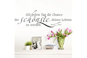 Wandaro Wandtattoo Zitat Gib Jedem Tag die Chance I Schwarz 80 x 27 cm I Flur Diele Wohnzimmer Selbstklebend Aufkleber Wandaufkleber Spruch Wandsticker W3304
