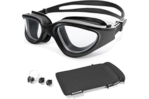 Fulllove Swimming Goggles, Tenfold Long-Lasting Anti Fog Swim Goggles Adult Men Women No Leakage With Nose Clip Earplugs
