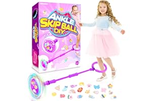Getatoy Toys for 3-8 Year Old Kids: Ankle Skip Ball Toy for Kids Gifts for 3 4 5 6 7 8 9 10 Year Old Boys Girls Flashing Wheel Skip Ball Fitness Sports Toy Outdoor Skipping Game Toys Purple
