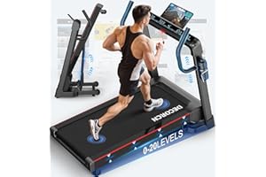 Decorcn Folding Treadmill for Home, 7HP, 20 Auto Incline, 1km/h-18km/h, 180KG limited, Running Machine for Heavy People with APP, LED, Bluetooth Speakers, Silent Walking Pad