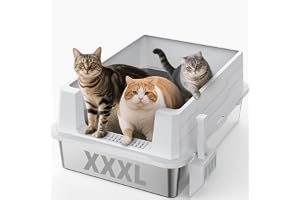 MIXJOY Kattlåda Rostfritt Stål XXXL Stor Katttoalett 71x51cm Höga Kanter | Anti-klibbig, Luktfri & Läcksäker
