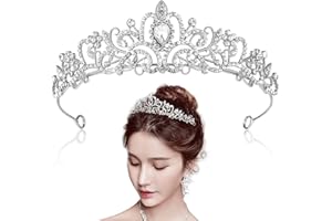 QAESTUAN Questran Couronne de mariage, Diadème Cristal Couronne, Couronne Anniversaire Diadèmes, Cristal Diademe Femme et Fille, pour Anniversaire, Mariage, Spectacle, Danse Parties Festival (Argent)