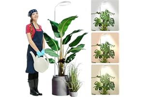 wolezek Grow Light, 80 LEDs Grow Lights for Indoor Plants Full Spectrum, 65in Plant Lights Indoor, 3 Colors LED Grow Light with 360°Gooseneck, 6/12/16H Timer, 5 Brightness, Height Adjustable, White
