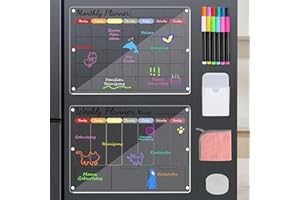 SHTALHST Magnetic Calendar for Fridge, Calendar Fridge, Weekly Planner & Monthly Planner, Fridge Calendar 2024 Magnetic, for Refrigerator/Glass/Kitchen/Office, 12 Markers (2 Pack, 15.8''x11.8'')