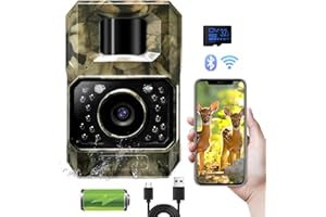 MAXDONE Caméra Chasse WiFi Vision Nocturne - Camera de Chasse 48MP Vitesse de Déclenchement de 0.1 s, Caméra Bluetooth sans écran IP66 Extérieure étanche 1080 P HD avec Carte 32 GB