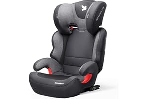 Apramo OSTARA FIX Child Car Seat Group 2/3 (15-36 kg), 3 to 12 Years, ISOFIX Booster Seat for Cars with and Without ISOFIX (Phantom Black)