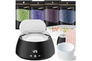 CITHOT Calentador de Cera Depilatoria de silicona, Cera Depilatoria Caliente con pantalla LCD, 500ML de gran capacidad, Con 4 Paquetes de Frijoles de Cera, Negro