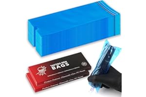 NICECONE 200PCS Disposable Tattoo Pen Covers with Adhesive Strip, 5x18cm Blue Tattoo Machine Sleeves, Large Plastic Wrap Bags for Cartridge Machine & Tattoo Supplies (Blue)