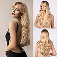 Honygebia Blonde Wig with Fringe - Long Wvay Ombre Blonde Wigs for Women, Synthetic Heat Resistant Natural Looking Blond Hair - Best Wigs for Halloween/Fancy Dress/Cosplay/Party