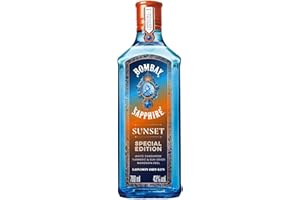 Bombay Sapphire Sunset Limited Edition Premium London Dry Gin, 43 % vol., 70 cl, Infusé à la Vapeur avec de la Cardamome Blanche, du Curcuma et de la Mandarine Séchée au Soleil, 700 ml
