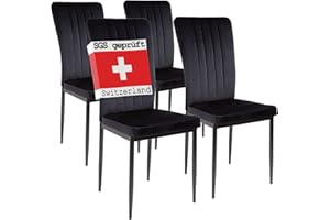 Albatros Sedie da pranzo Modena, set da 4, nero, testate SGS