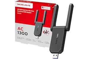 MERCUSYS MA32H TP-Link AC1300 3.0 USB WiFi Dongle for PC, Dual-Band USB WiFi Adapter for PC, Two High Gain Antennas, Win10/11, MU-MIMO, Plug&Play, WPA3 Security, Broader Coverage, Lower Latency