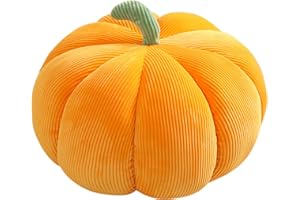 Enjoyaa Halloween Thanksgiving Pumpkin Throw Pillow, Stuffed Pumpkin Plush Doll,Striped Plush Filled Pumpkin Plush Toys for Home Decoration, Party Favors,18cm (Orange)