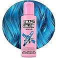 Crazy Color Vibrant Capri Blue Semi-Permanent Hair Dye. Highly Pigmented Electric Blue Conditioning & Oil Nourishing Vegan Formula | No Bleach or Ammonia | 100ml