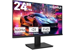 KOORUI Gaming Monitor 24 Pulgadas, Altavoces Incorporados, FHD 1920 * 1080p, 100 Hz, AdaptiveSync, HDMI, VGA, Montable VESA de 75 x 75 mm, Eye-Saver Mode, Negro