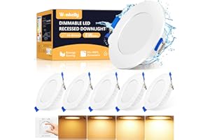 WONKELLY LED Einbaustrahler Dimmbar, 6W LED Spot Deckenleuchte Lochdurchmesser 68-80mm, Warmweiß 3000K IP44 Bad Einbauleuchten, 230V 600Lumen Deckenspots für Badezimmer Küche Wohnzimmer, 6er Set