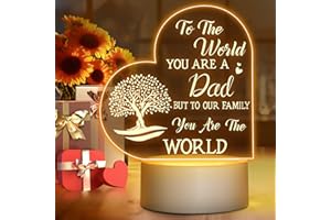 Winzwon Gifts for Dad, Gifts for Fathers Day from Daughter Son, Dad Birthday Gifts Night Light, Christmas Presents for Dad, Papa, Daddy, Stepdad, New Dad, Best Dad Ever Acrylic Bedside Lamp Room Decor
