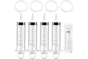 VooGenzek 4 Pezzi 100ml Strumento di Misurazione del Liquido, con 4 Tubo PVC 130cm Flessibile, Tubo Multiuso di Plastica, per Laboratori, Erogazione di Liquidi e Irrigazione, in Involucro Individuale