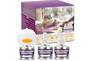 SLE Diffuseur de Phéromones Calmantes pour Chat,Soulager l'Anxiété Stress 1 Diffuseur Calmant pour Chat 3 Recharges, Réduit Le Stress,Apaiser Chats Conflit FéLines Relaxantes Calmantes Insipide (3)