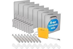 Jayzuum Set di 8 ganci per appendere quadri e specchi, autoadesivi, per il montaggio di vetro acrilico, specchio dibond, portata massima 8 kg