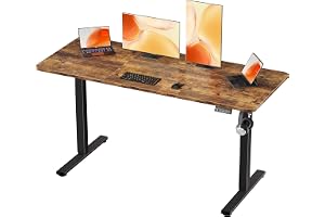 ERGOMAKER 140 * 60 cm Electric Standing Desk, Adjustable Height, Sit Stand Up Desk for Home Office & Computer Workstations, Memory Controller, Rustic Brown