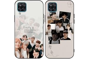 nurkorki [2 Confezioni] Kpop BTS Cover per Samsung Galaxy A12 6,5", Custodia Bangtan Boys TPU Silicone Disegni Antiurto Morbida Protezione Copertura per Army Fans Custodie con Samsung A12 Nera Case