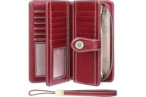 SENDEFN Monederos para Mujer Cartera de Mujer de Gran Capacidad de Cuero,con 24 Ranuras para Tarjetas con RFID Bloqueo Largo de Cremallera Carteras para Mujer