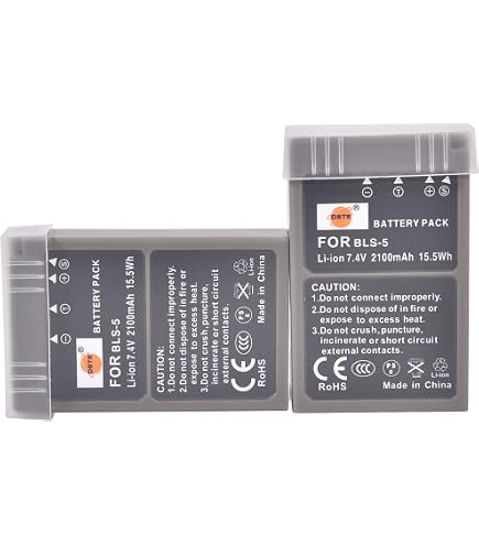2x Akku Für Olympus BLS-5 / BLS50 – 1000 MAh, 7,4 V, Mit Info-Chip | Kompatibel & Leistungsstark