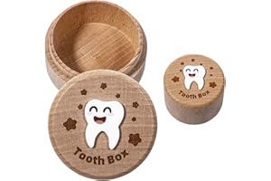 Giantree Tooth Fairy Box for Boys, 3D Carved Wooden Tooth Storage Box, Cute Lost Teeth Holder for Kids' First Lost Teeth Fairy Gifts for Birthdays Baby Shower Holiday