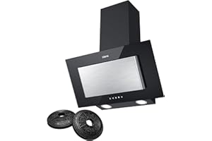 CIARRA CBCB6736D Campana Extractora Cocina 60cm 350 m³/h 3 Velocidades Filtros de Carbón Campana Decorativa-Cristal y Acero inoxidable