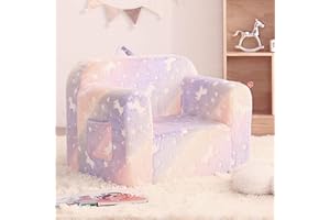 YOTATING Kids Sofa Toddler Chair, Chirldren Couch with Side Pockets with Removable and Washable Cover Carrying Handle Toddler Armrest Chair Kids Read Sofa for Girl or Boy, Purple Pegasus