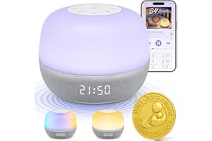 ‎MEWAII Mewaii White Noise Machine, Nachtlicht Kinder mit kostenloser App, 360 RGB Licht, Sonnenaufgang-Wachmodus, White Noise Machine Baby Erwachsene, Hochwertiges Weißes Rauschen