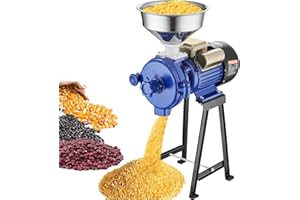 VEVOR Mulino Elettrico per Cereali, Mulino per Mais con Imbuto, Macchina per Polvere Spessore Regolabile, Mulino per Cereali per Farina Impieghi Gravosi, Macina a Secco o Umido, Macina Spezie 3000 W
