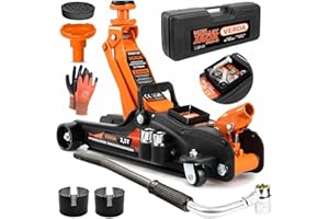 Verda Hydraulischer Wagenheber 2,5T, 85-365mm + Gummiauflage + Koffer + Montagehandschuhe + Schlüssel Magnetische Werkzeugschale, Rangierwagenheber, Autoheber, PKW, Profi(Wagenheber 2,5T + Schlüssel)