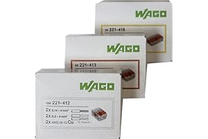 GENISYS Wago Wago Lot de 221 bornes 100 x 221-412, 50 x 221-413, 25 x 221-415 - Connecteurs de câble - Original Wago - Orange