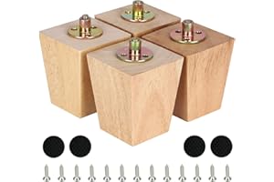CtopoGo Juego de 4 Patas cuadradas para Muebles de Madera Maciza, Piezas de Repuesto para sofá, Cama, Silla de café, Mesa de Escritorio, Patas con Tornillos y Almohadillas de Goma (3"/ 8cm, Natural)