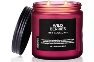 M&SENSE Candela profumata ai frutti di bosco, candela di cera di soia naturale da 330 g, fino a 70 ore di combustione, 2 stoppini di cotone candele per casa profumata, Perfect Jar Candle Gifts