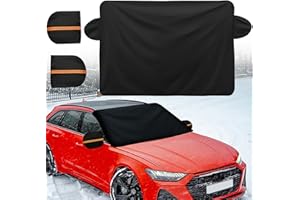 PWSAP Magnetyczna osłona szyby, osłona szyby przedniej z lusterkiem wstecznym, Zima przednia Parabrise, Osłona przeciwsłoneczna samochodu z przodu chroni przed lodem śnieg wiatr deszcz UV, 65"x 46.5"